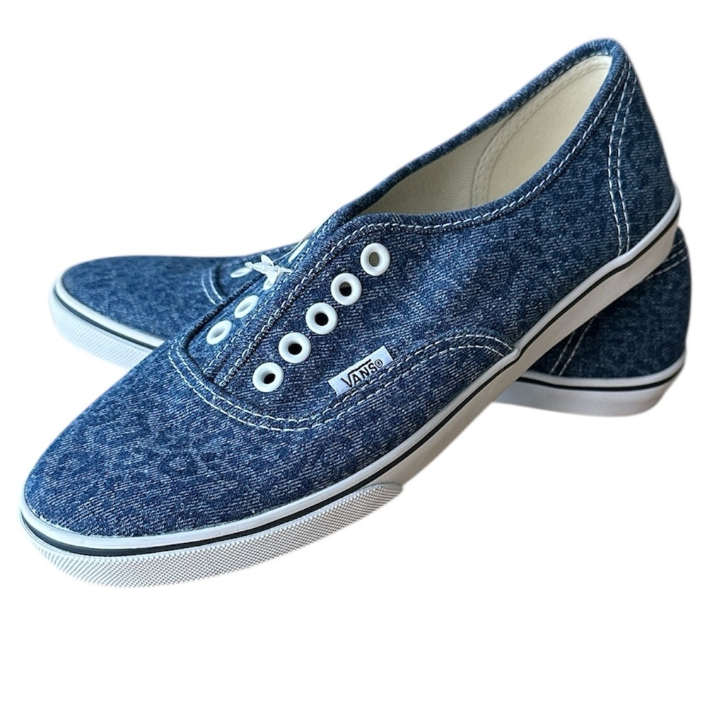 Vans Women's Denim Blue cheetah print Sneakers size 8